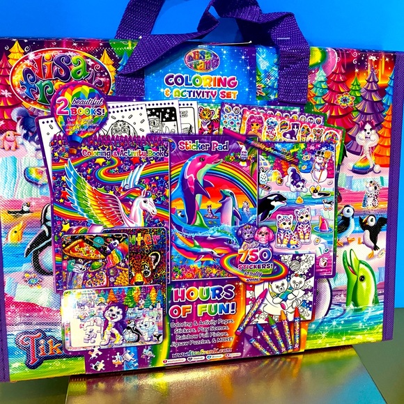 LISA FRANK TRIFOLD PORTFOLIO OVER 750 STICKERS 3 PUZZLES ACTIVITY SET MO… - Picture 10 of 16